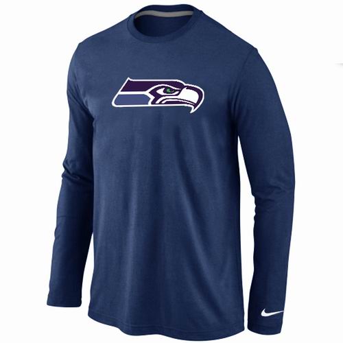 Nike Seattle Seahawks Team Logo Long Sleeve NFL T-Shirt - Navy Blue